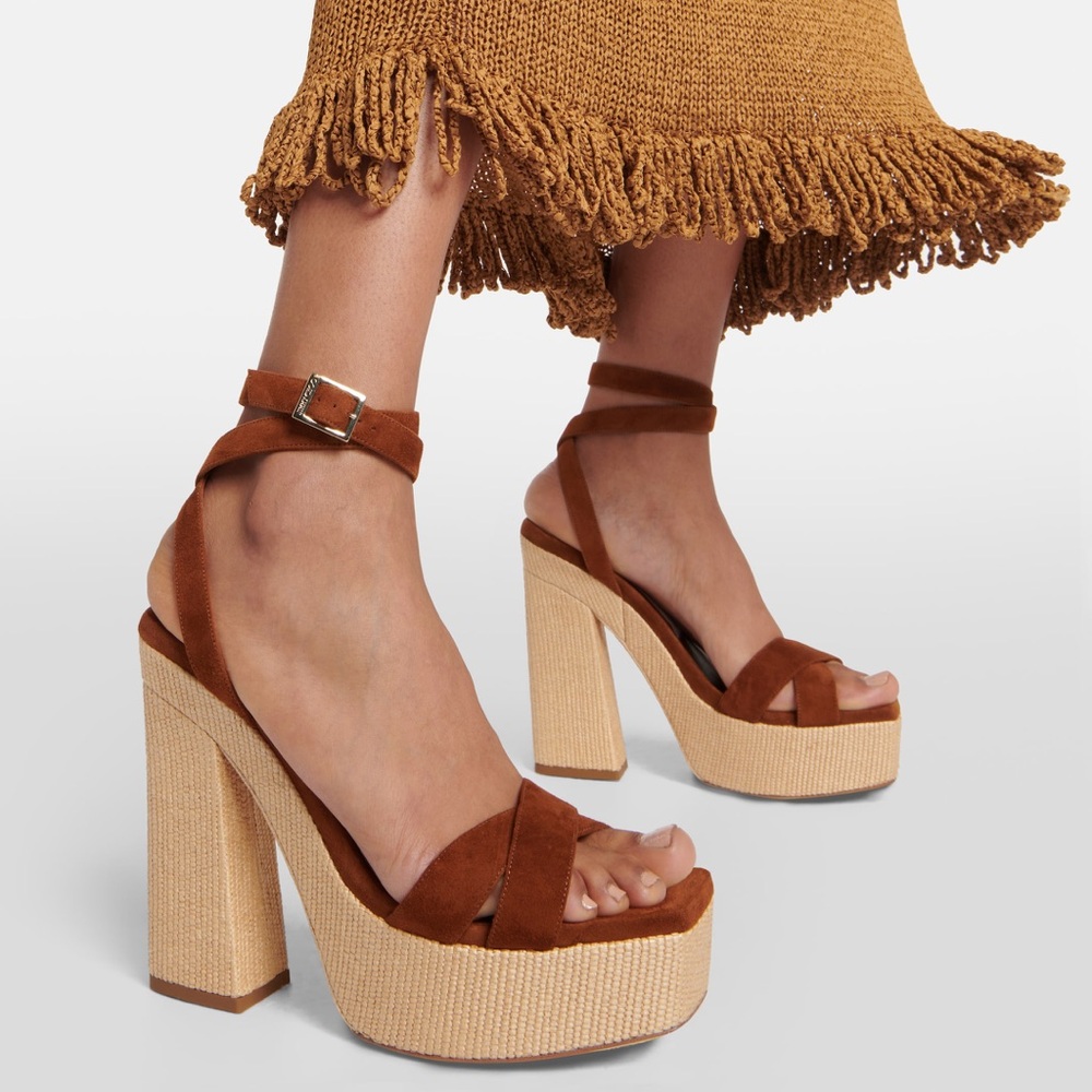 New JIMMY CHOO Gaia 140 suede platform sandals 38 $995 - Picture 5 of 13